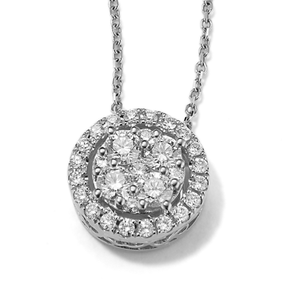 Angela 1 tcw Diamond Halo Pendant (18'')