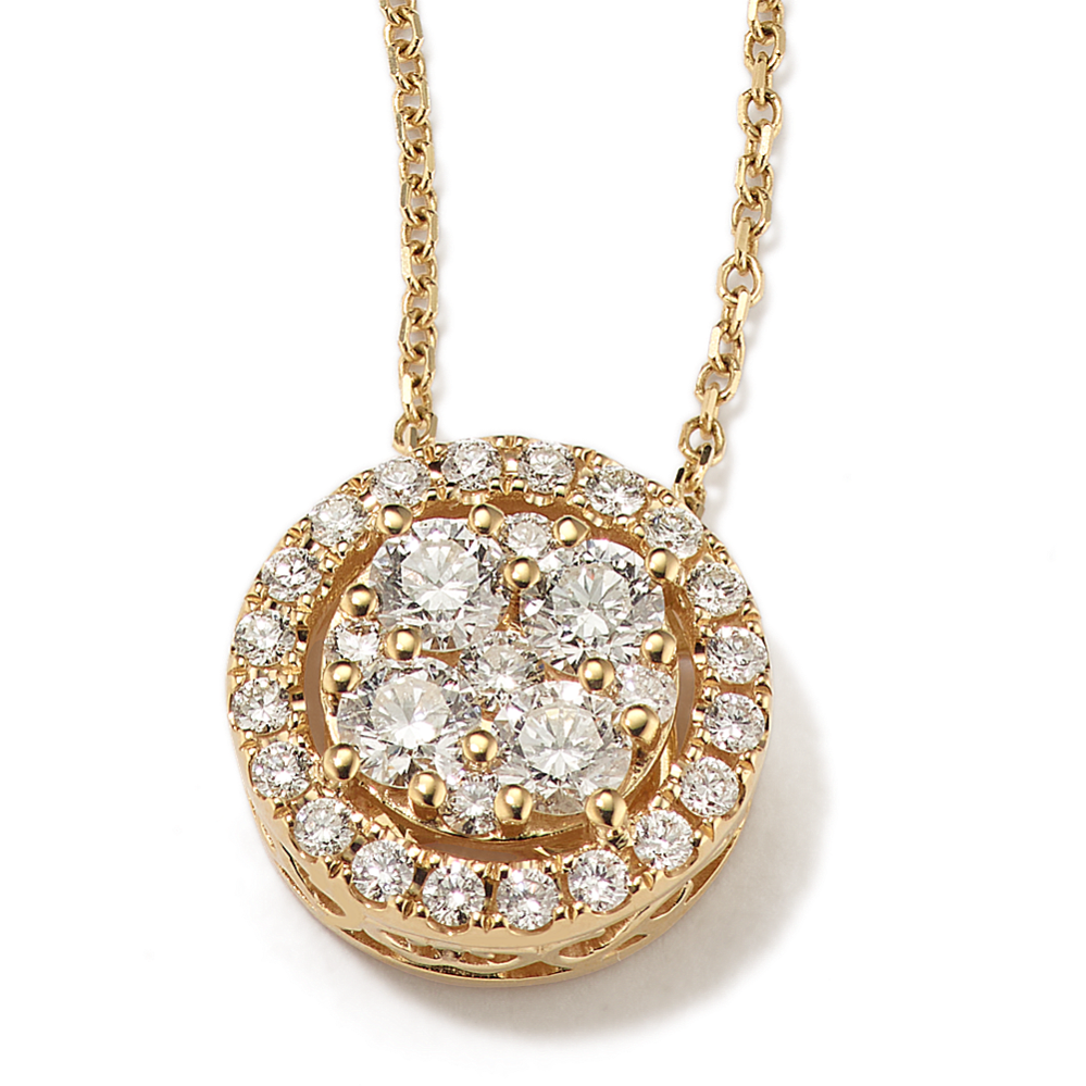 Angela 1 tcw Diamond Cluster Halo Pendant (18'')