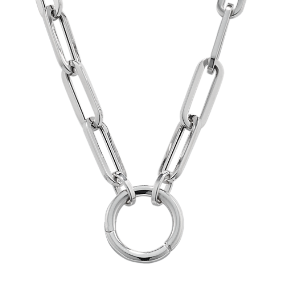 18'' 14K Gold Paperclip Chain with Charm Ring