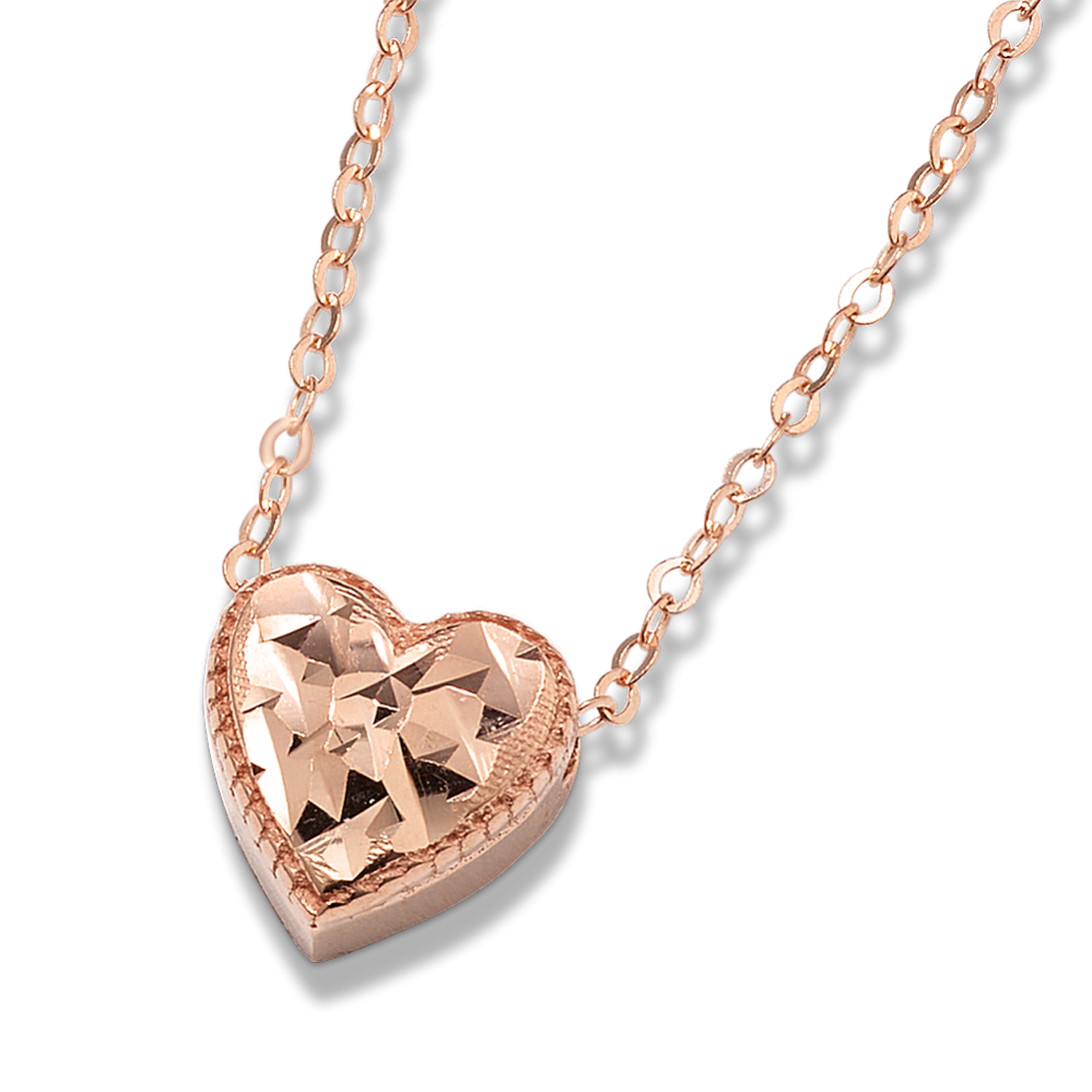 Marzipan 14K Rose Gold Textured Heart Necklace