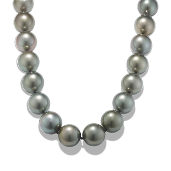 12mm Silver Cultured Tahitian Pearl Strand