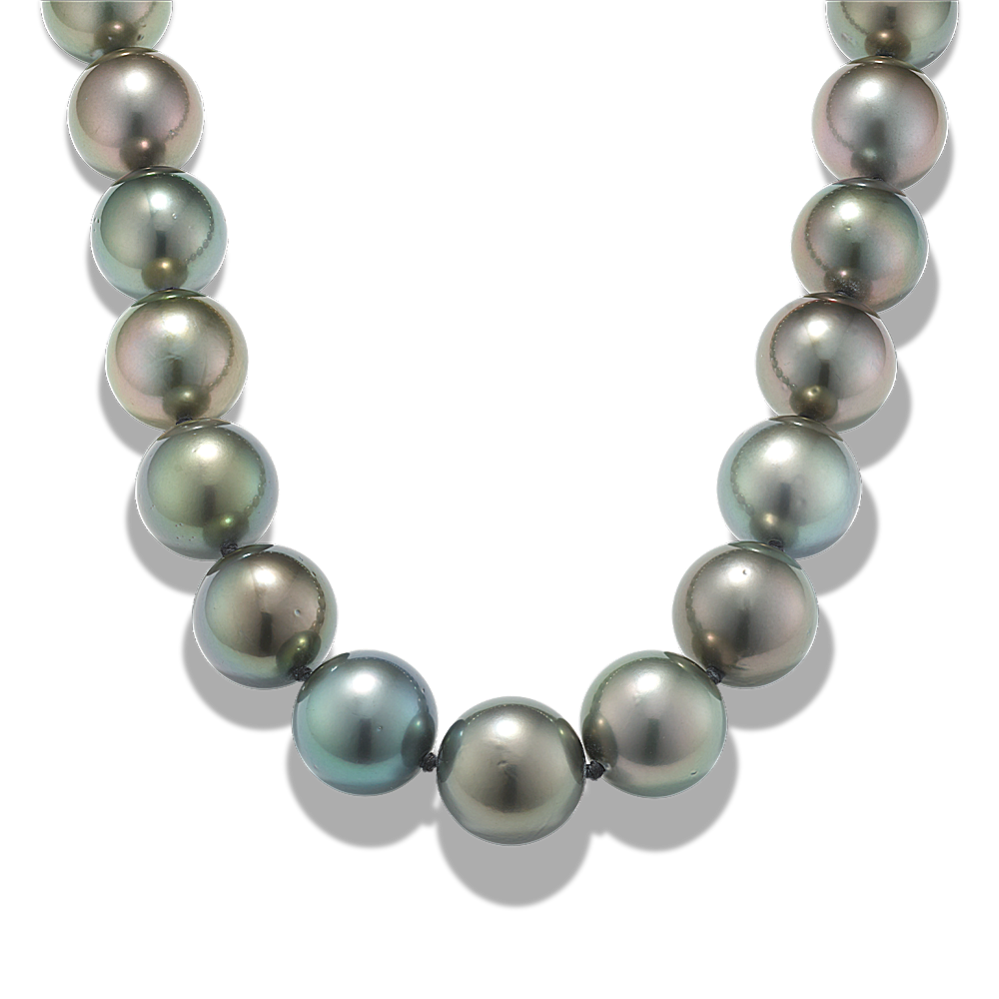 13mm Silver Cultured Tahitian Pearl Strand
