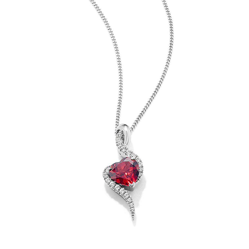 Love Story Garnet & White Sapphire Pendant | Shane Co.