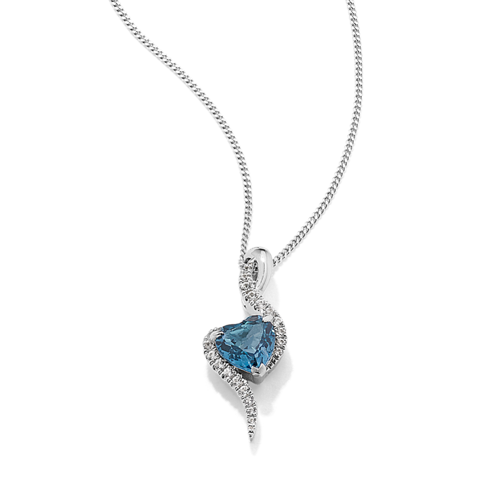 Love Story Blue Topaz & White Sapphire Pendant