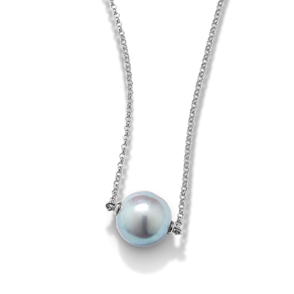 Cultured Blue Akoya Pearl Solitaire Pendant