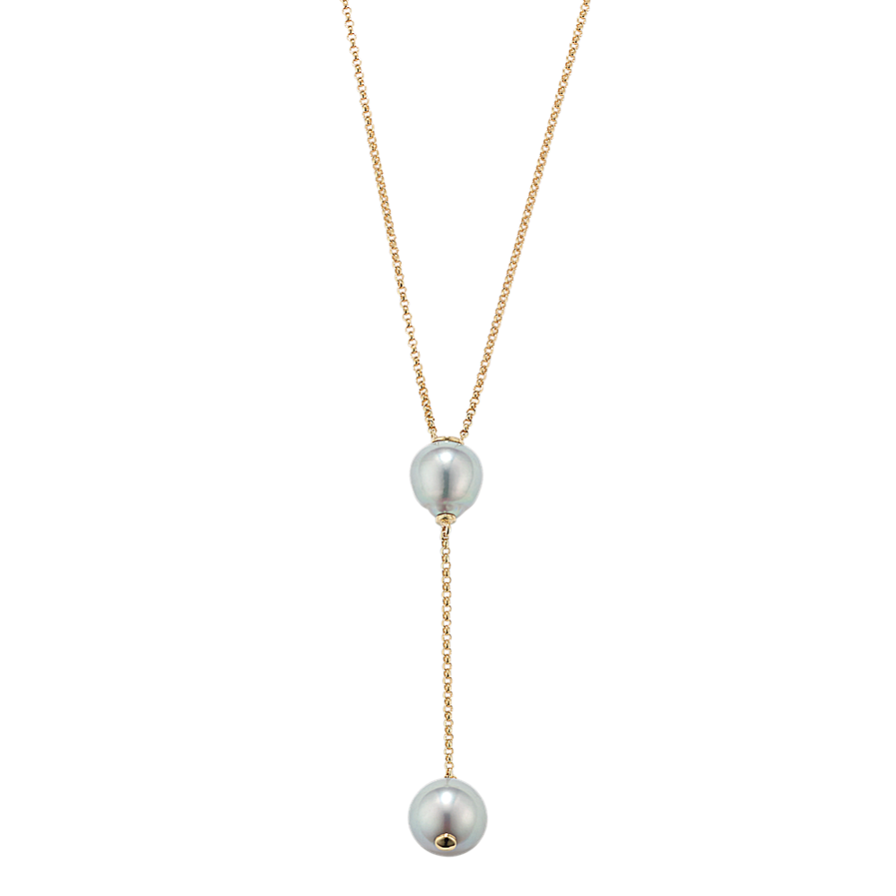 Cultured Silver Akoya Pearl Lariat Necklace