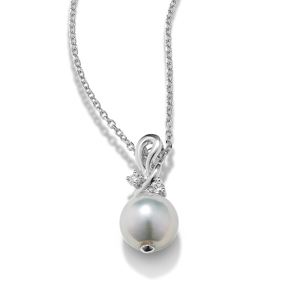 Cultured Blue Akoya Pearl Twist Pendant