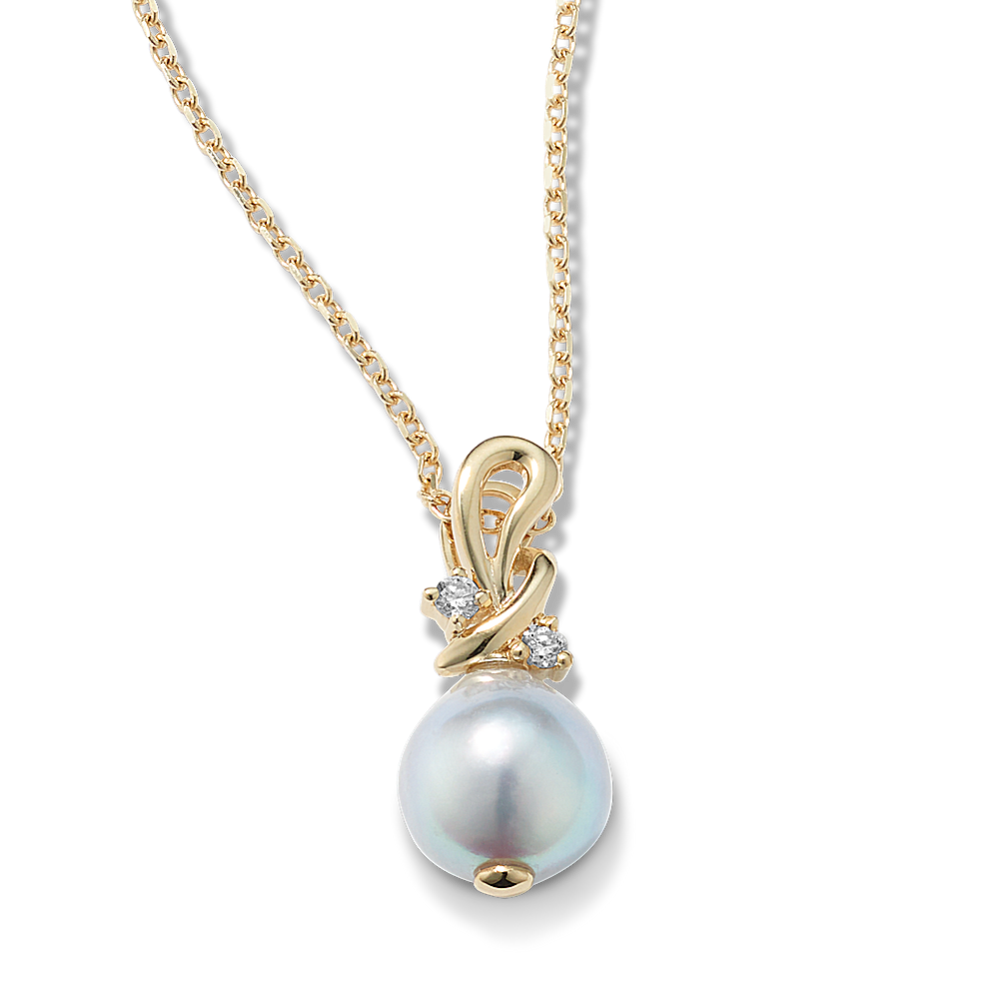 Cultured Blue Akoya Pearl Twist Pendant