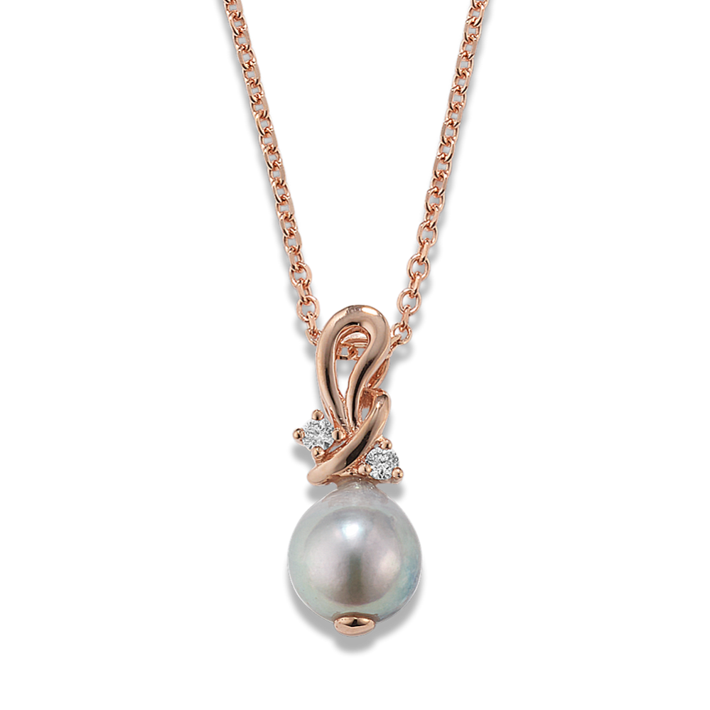 Cultured Blue Akoya Pearl Twist Pendant