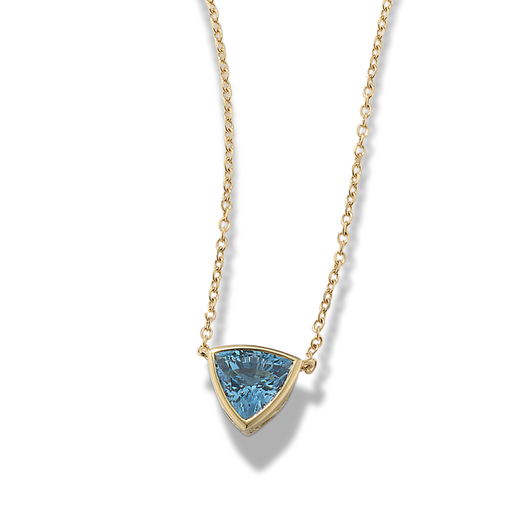 Trillion Cut Teal Sapphire Pendant (18'')