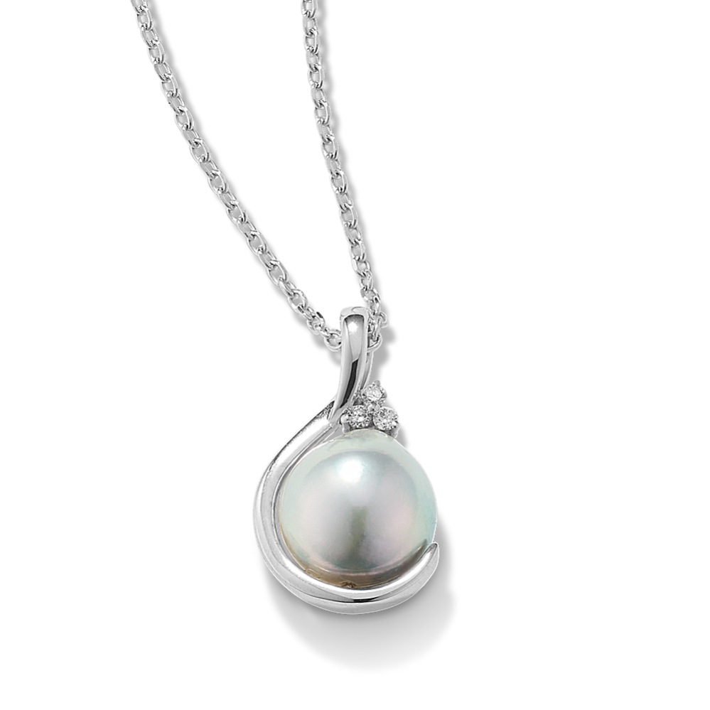 Cultured Blue Akoya Pearl Cradle Pendant