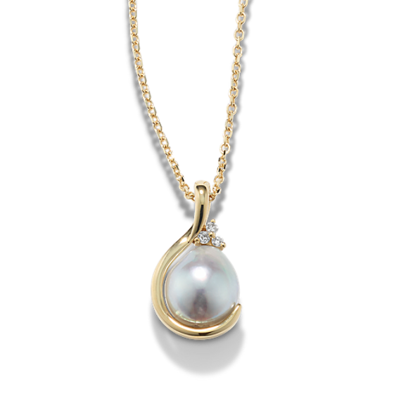 Cultured Blue Akoya Pearl Cradle Pendant