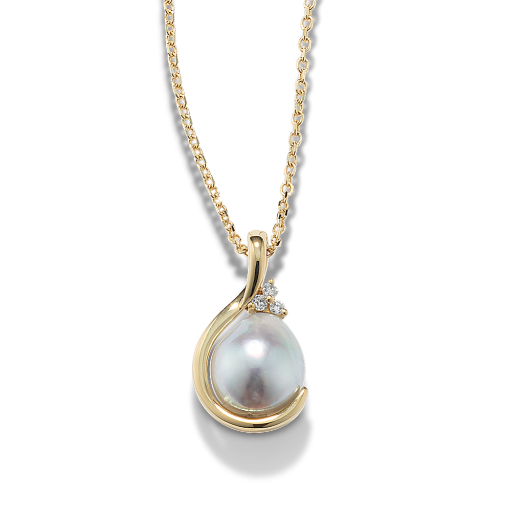 Cultured Blue Akoya Pearl Cradle Pendant
