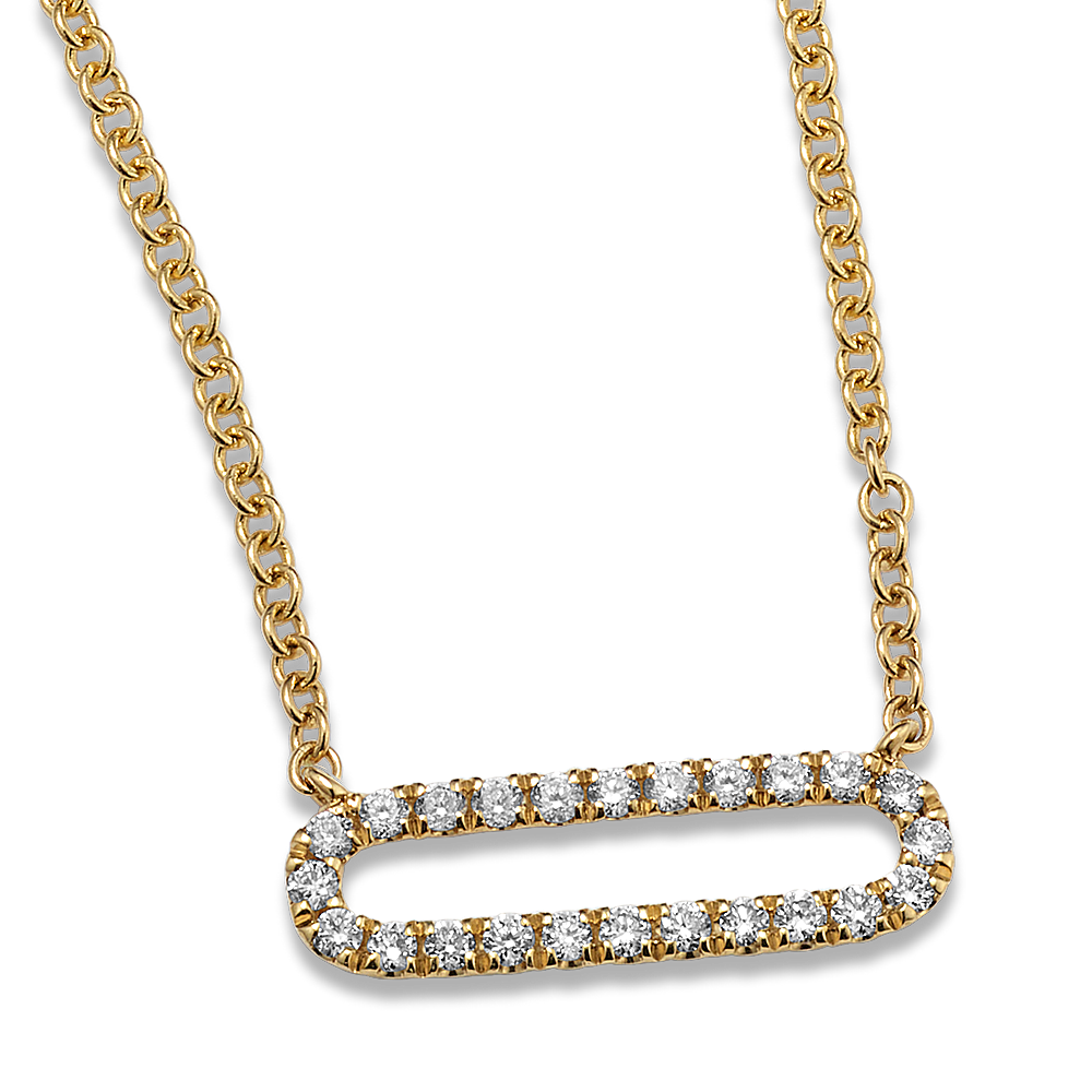 Paperclip Chain Necklace with Single Diamond Pavé Link