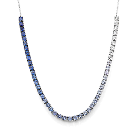 Ombre Blue Sapphire & Diamond Tennis Necklace