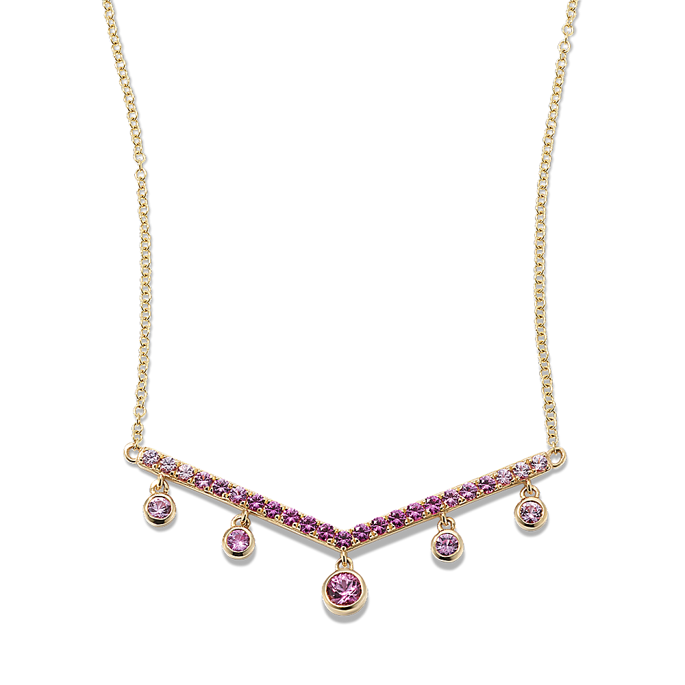 Pink Sapphire in Modern Rose Gold Bezel Necklace