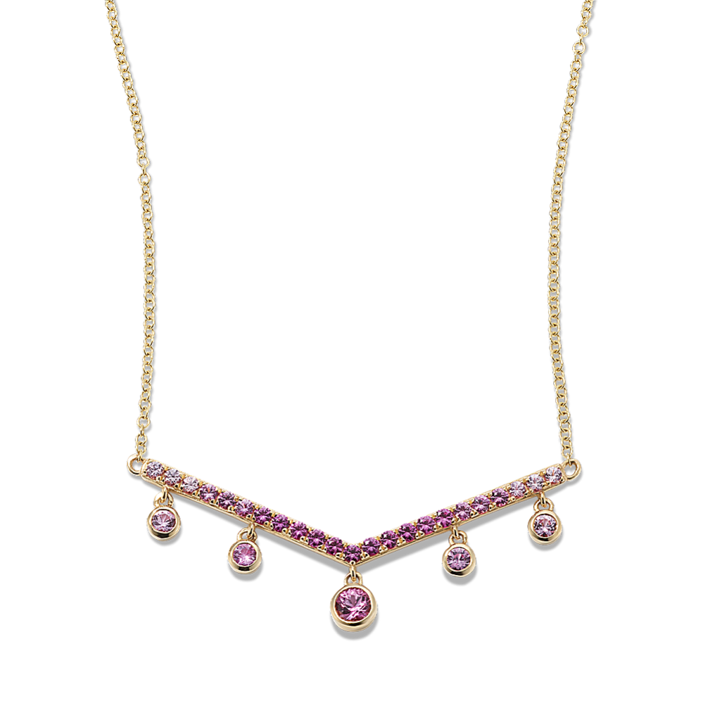 Ombre Pink Sapphire Chevron Bar Necklace