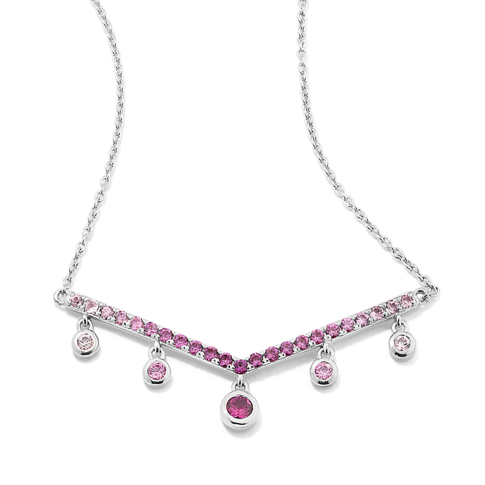 Ombre Pink Sapphire Chevron Bar Necklace