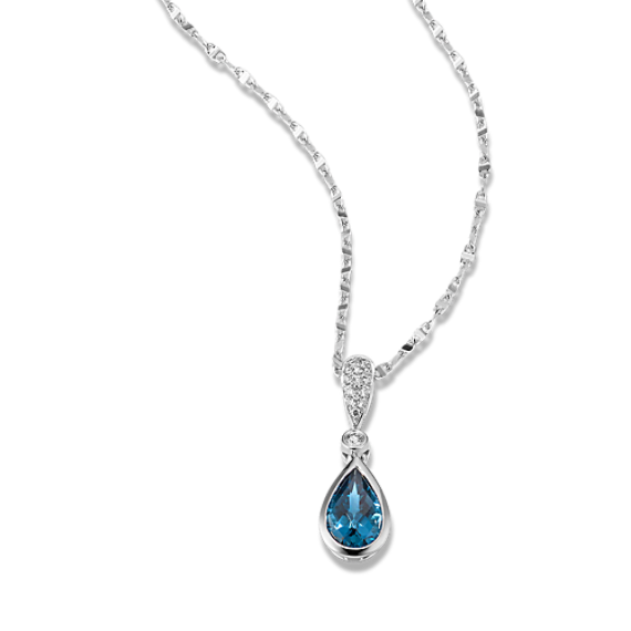 Zareen London Blue Topaz & Diamond Pendant