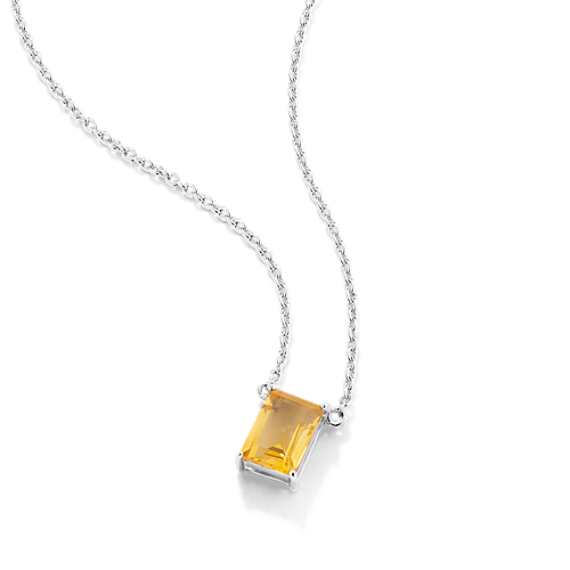 Baguette Citrine Pendant in Sterling Silver