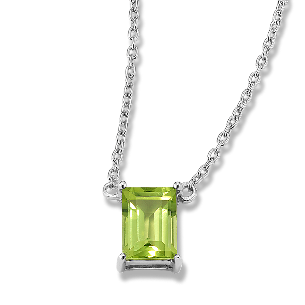 Baguette Peridot Pendant in Sterling Silver