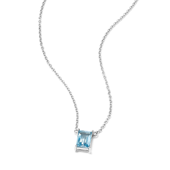 Baguette Sky Blue Topaz Pendant in Sterling Silver