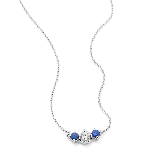 Three-Stone Diamond & Sapphire Necklace