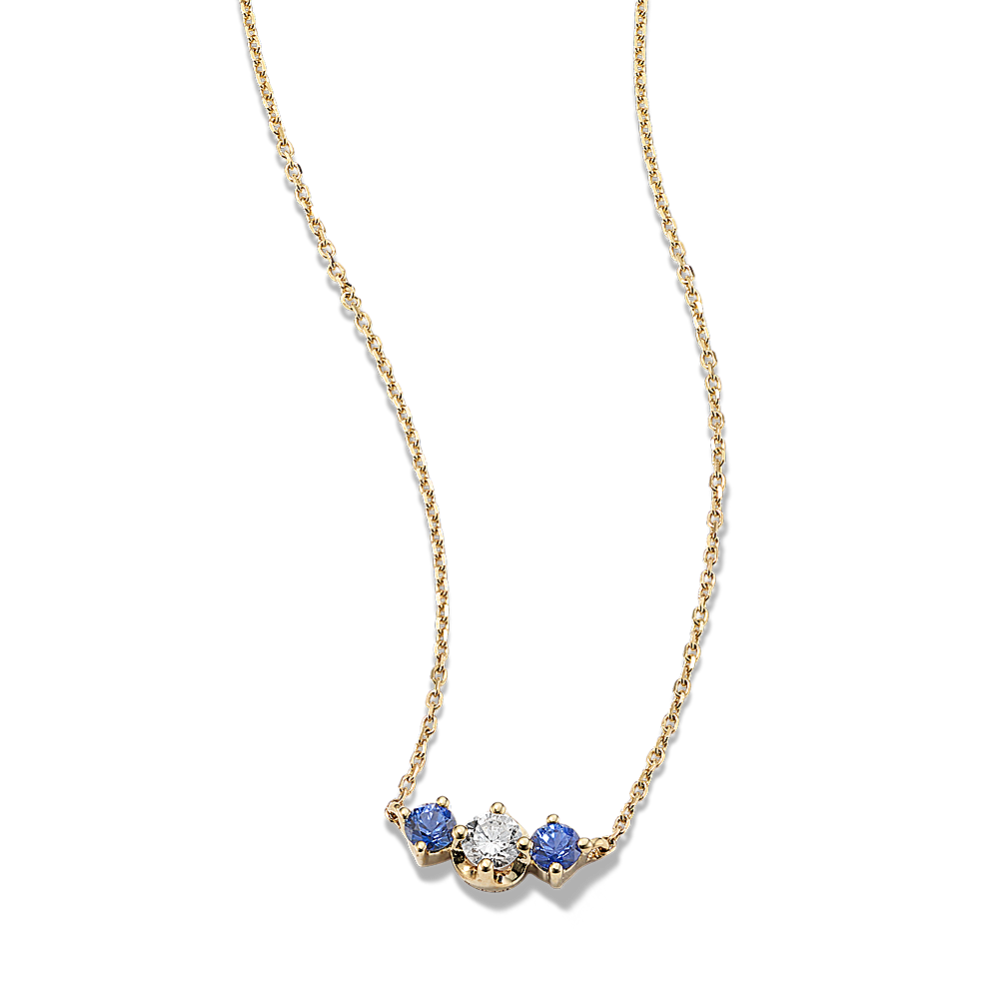 Three-Stone Diamond & Sapphire Necklace