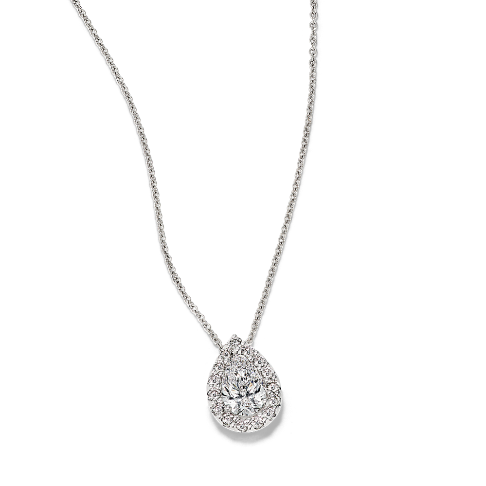 Pear 1/2 tcw Lab-Grown Diamond Halo Pendant