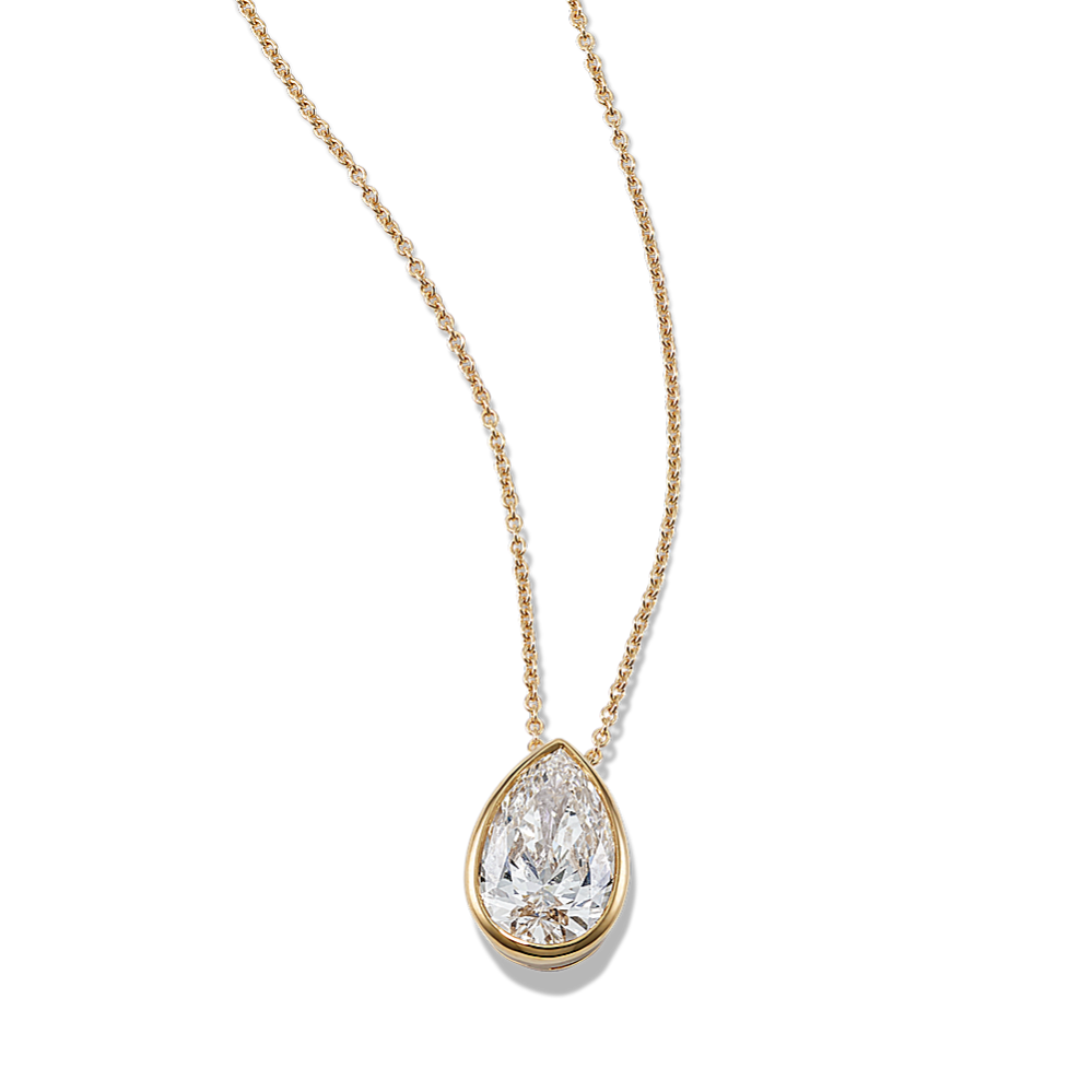 Pear 1 ctw Lab-Grown Diamond Bezel Pendant