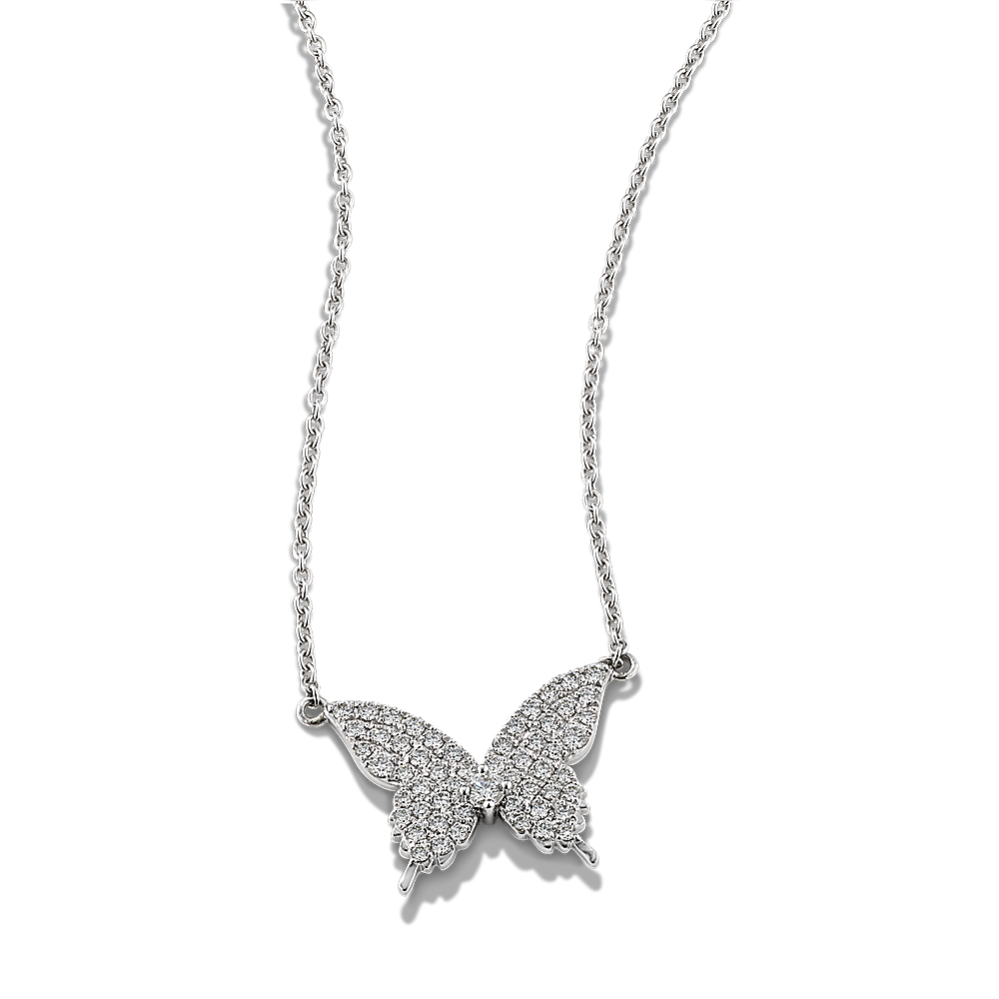 Diamond Pave Butterfly Necklace