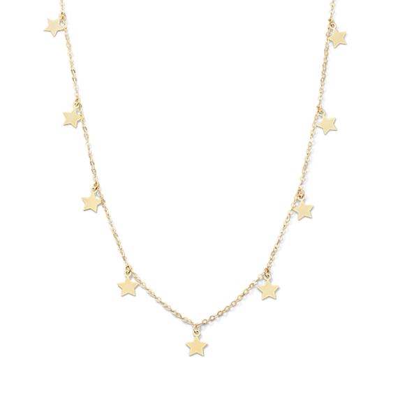 14K Yellow Gold Star Station Necklace