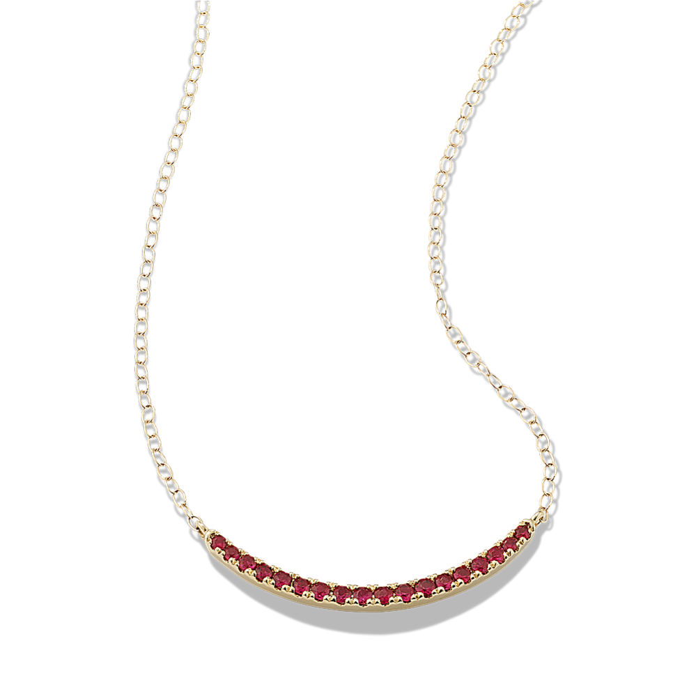 Curved Ruby Bar Necklace