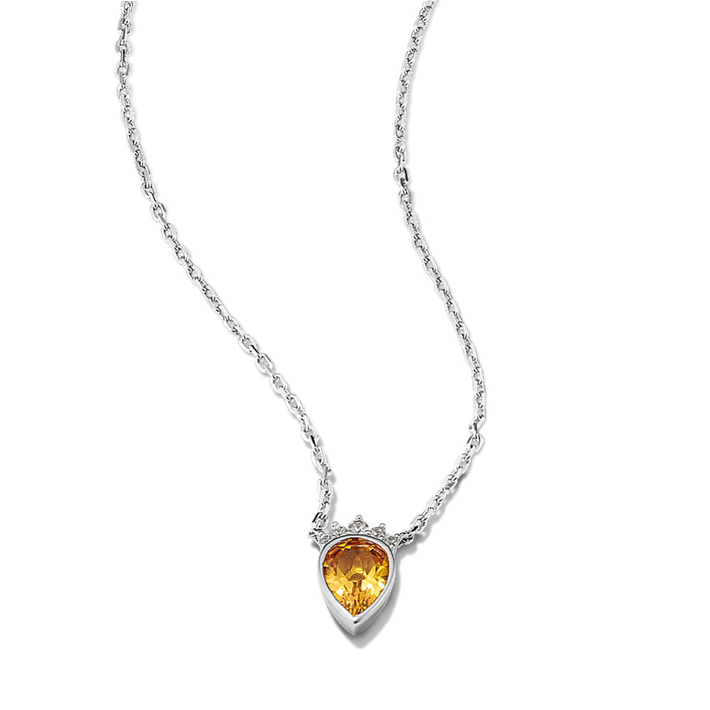 Tiara Citrine & White Sapphire Pendant