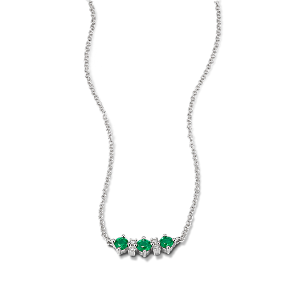 Emerald & Diamond Bar Necklace