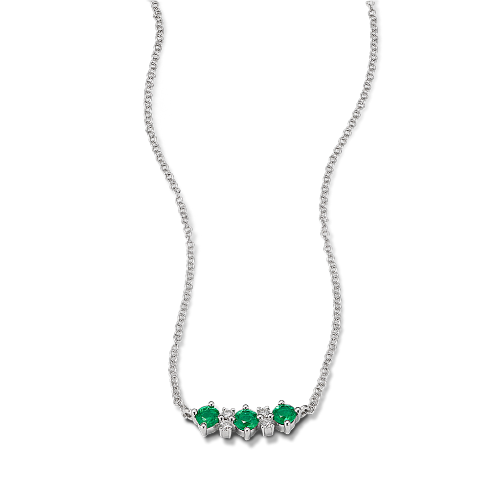 Emerald & Diamond Bar Necklace