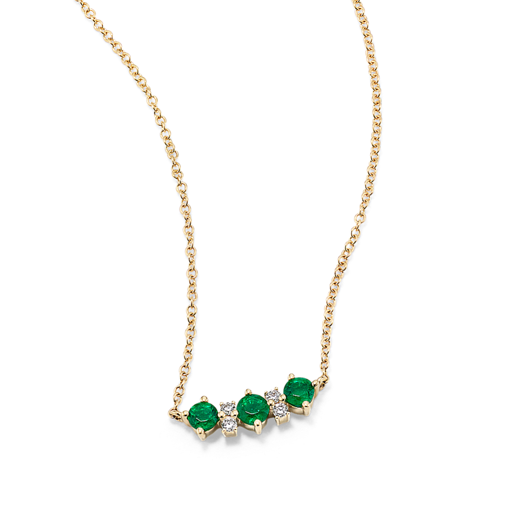 Emerald & Diamond Bar Necklace