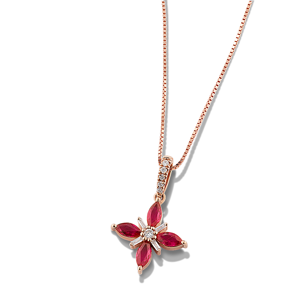 Floral Drop Ruby Necklace