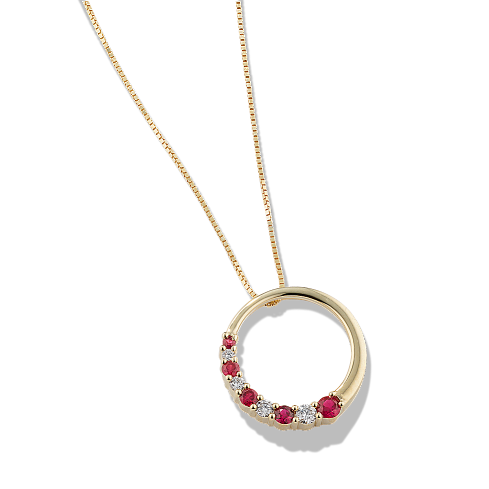 Ruby & Diamond Circle Pendant
