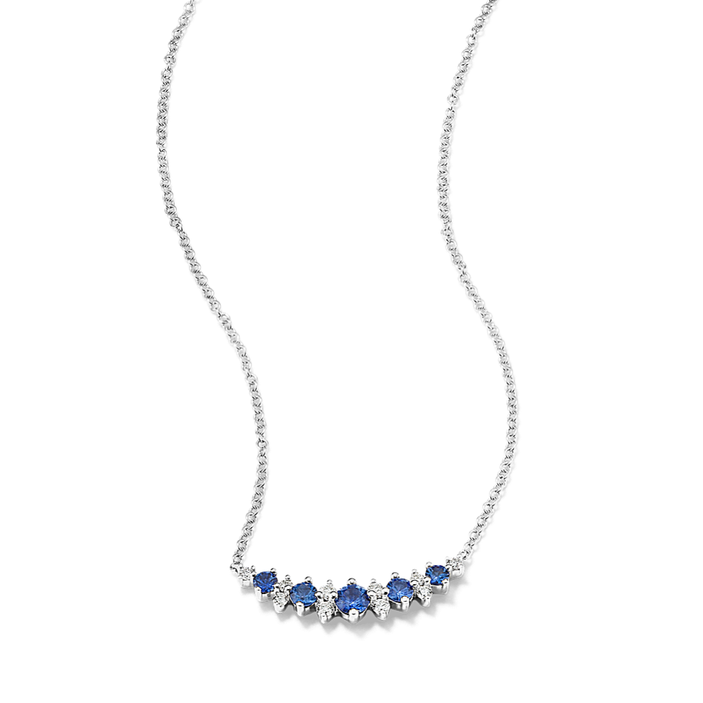 Swan Sapphire & Diamond Bar Necklace
