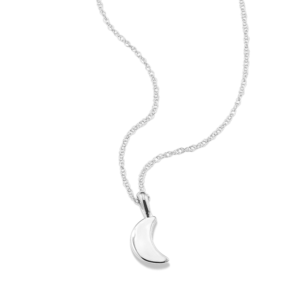 Petite 14K White Gold Moon Pendant