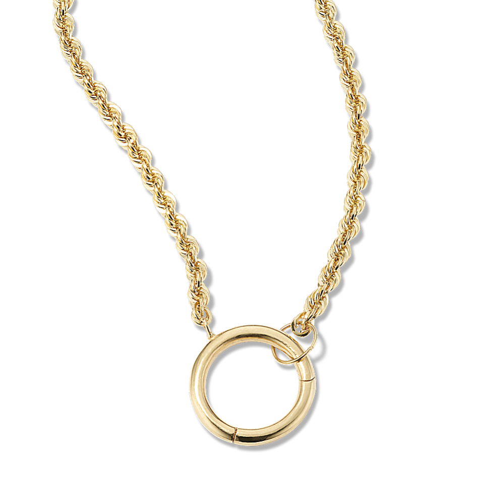 18in 14K Yellow Gold Rope Chain with Charm Ring