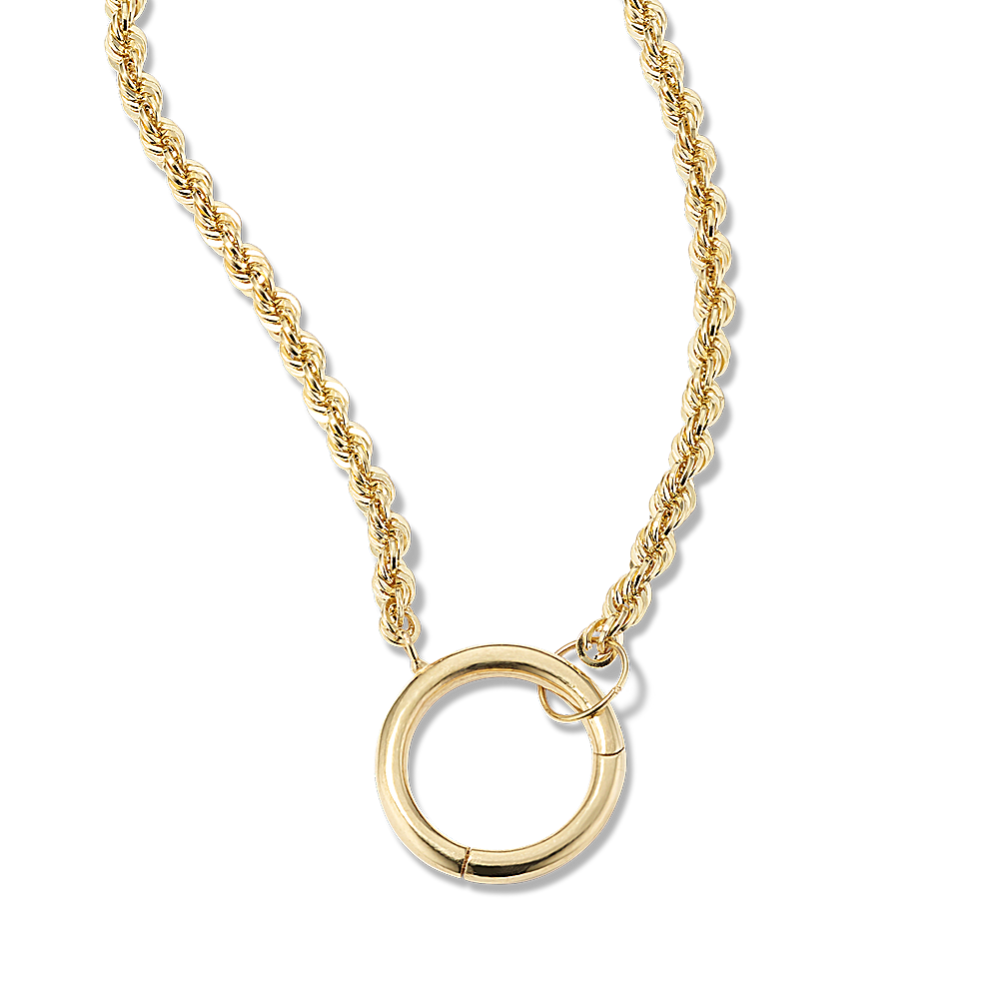 18in 14K Yellow Gold Rope Chain with Charm Ring Shane Co.