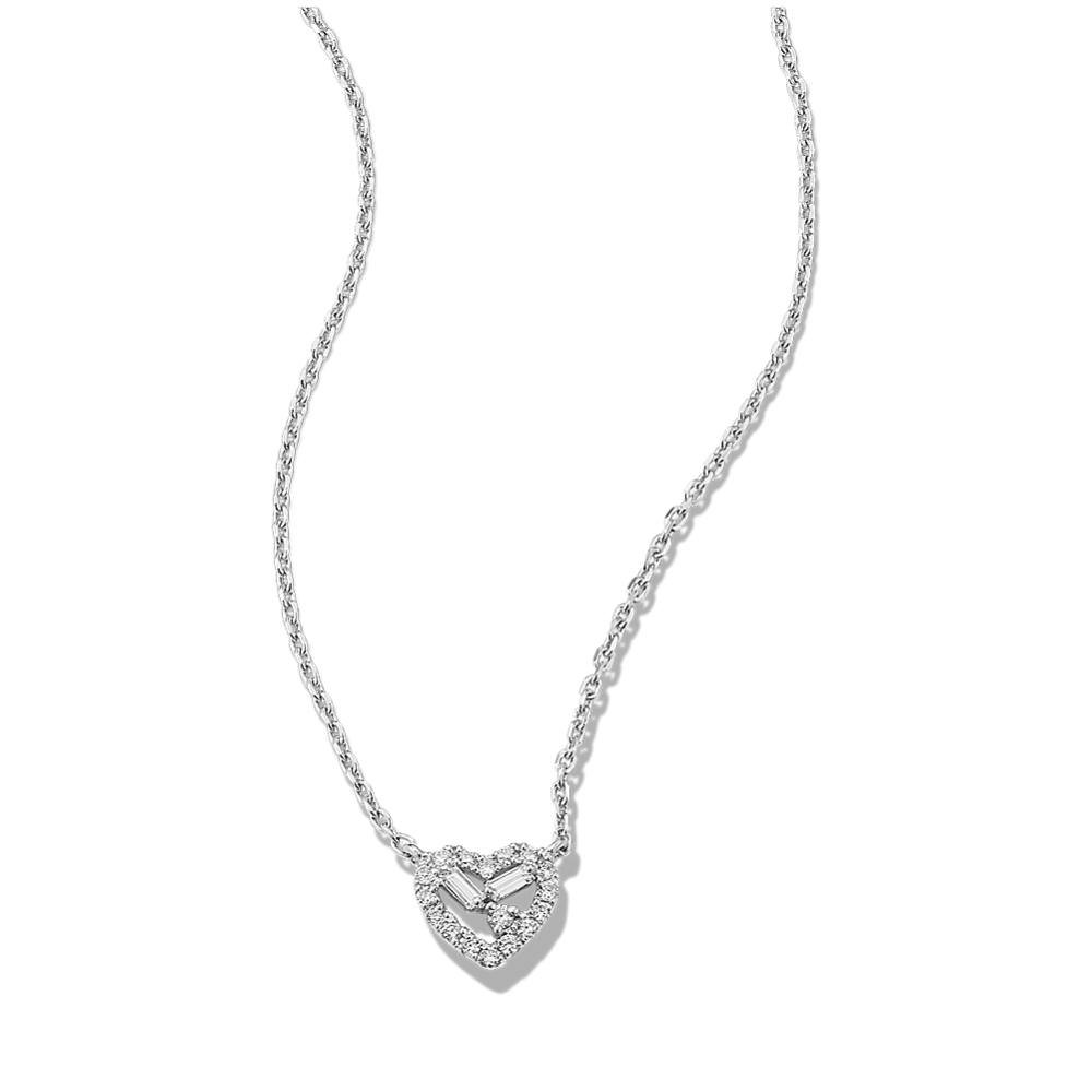 Baguette Diamond Heart Pendant