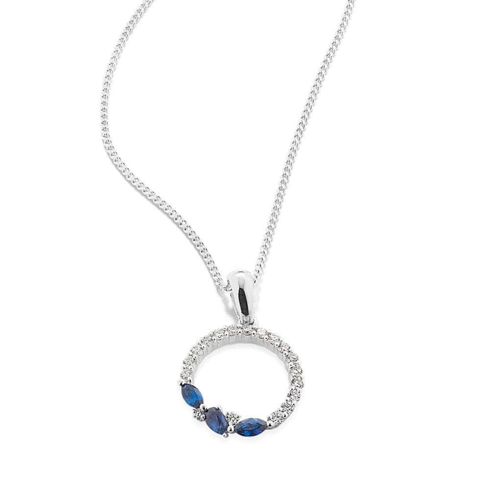 Midnight Blue & White Sapphire Circle Pendant