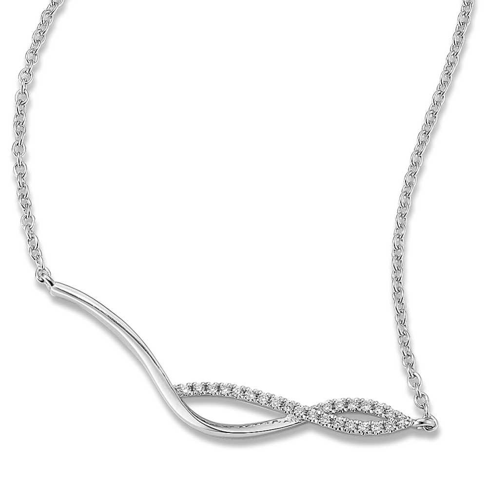 Infinity Diamond Bar Necklace in Sterling Silver
