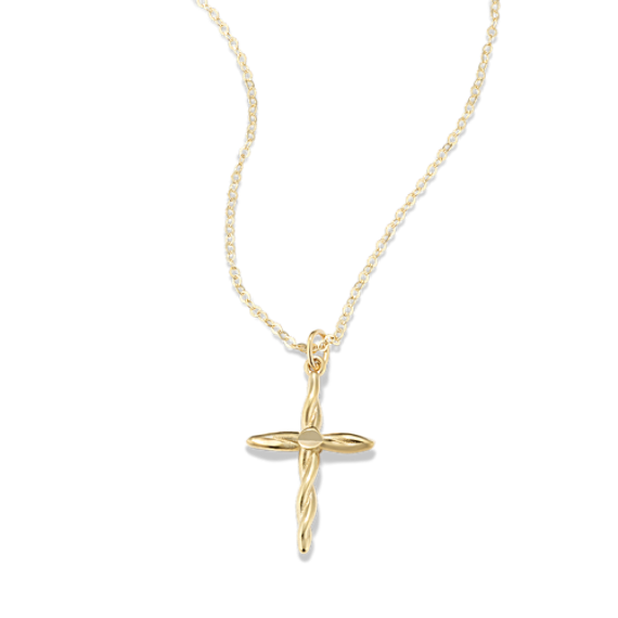 Twist 14K Yellow Gold Cross Pendant