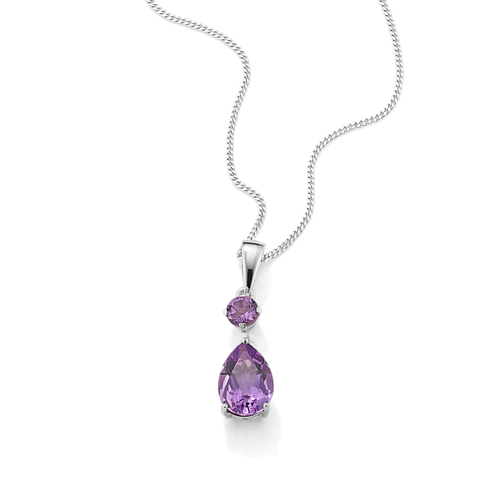 Gorgeous Natural Amethyst 2024 & Garnet Sterling Necklace