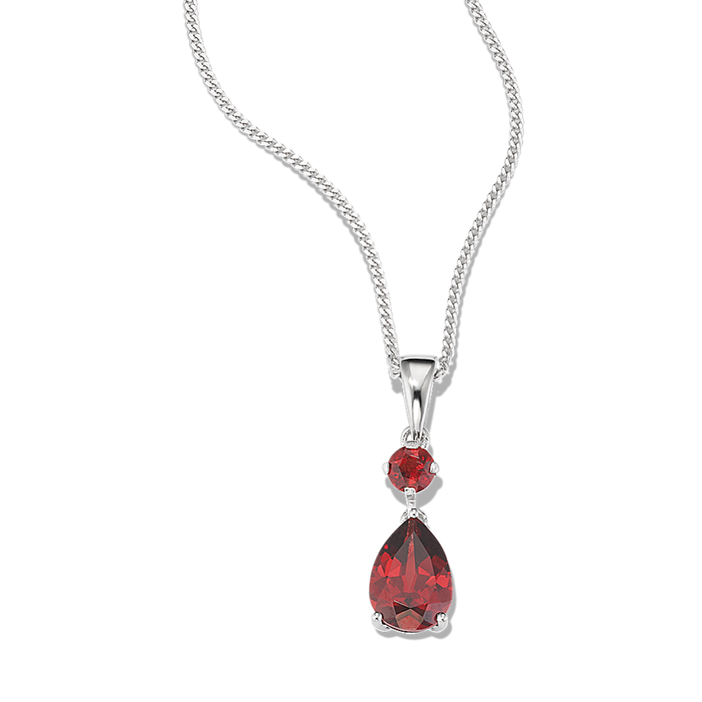 Somerset Garnet Pendant in Sterling Silver