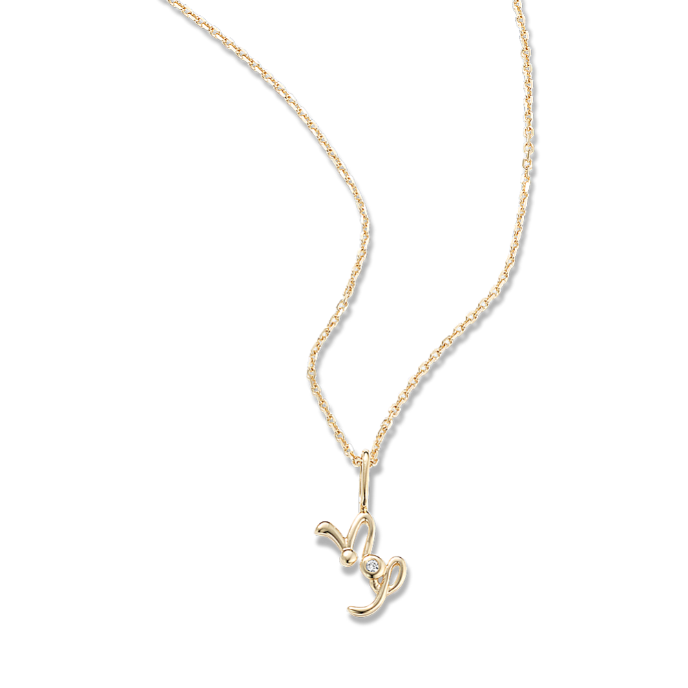 Capricorn Sign Diamond Pendant